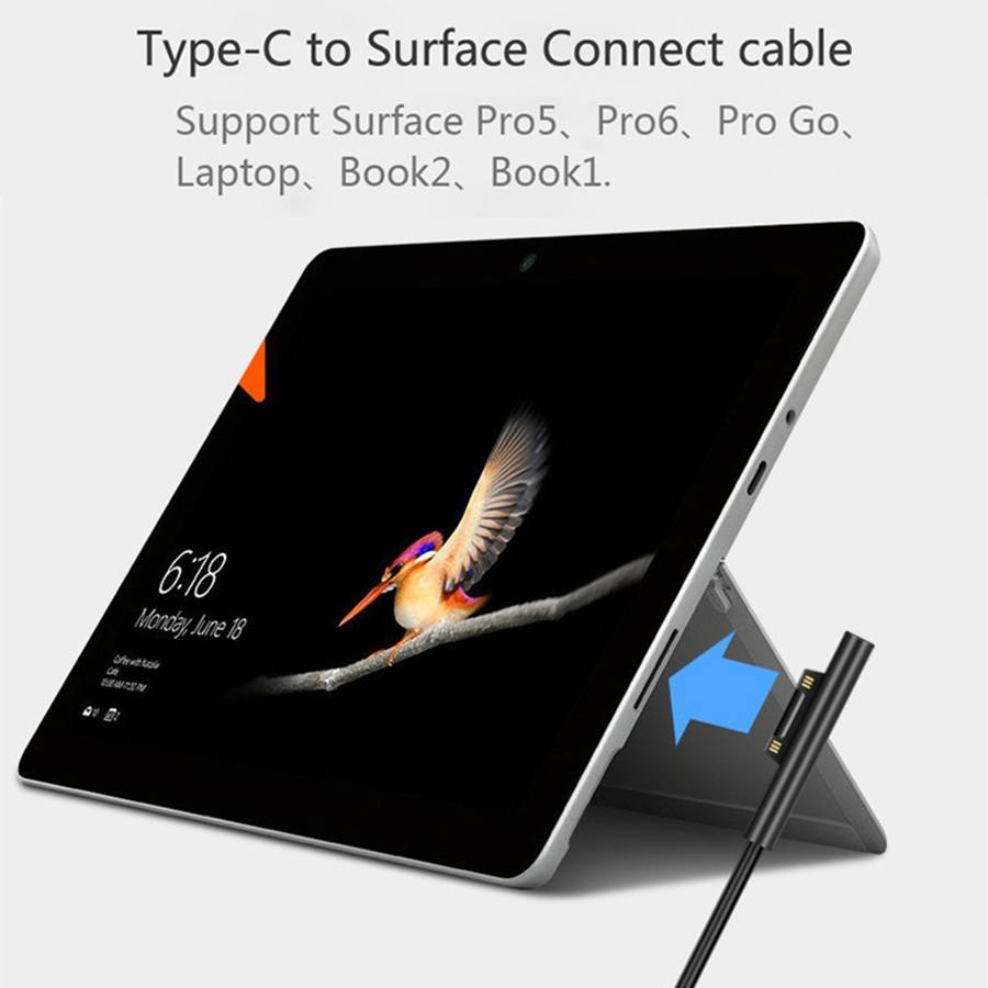 USB-C / Type-C to 6 Pin Magnetic Male Laptop Power Charging Cable for Microsoft Surface Pro 7 / 6