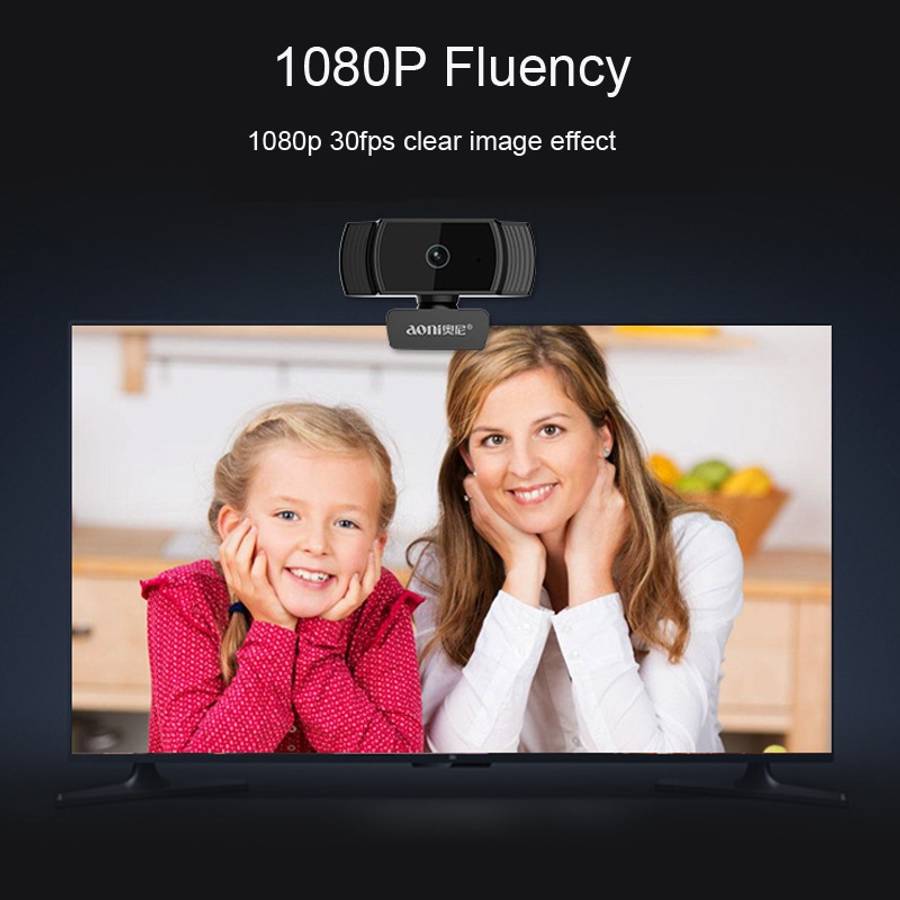 Aoni A20 FHD 1080P IPTV WebCam Teleconference Teaching Live Broadcast Computer Camera ... (Black)