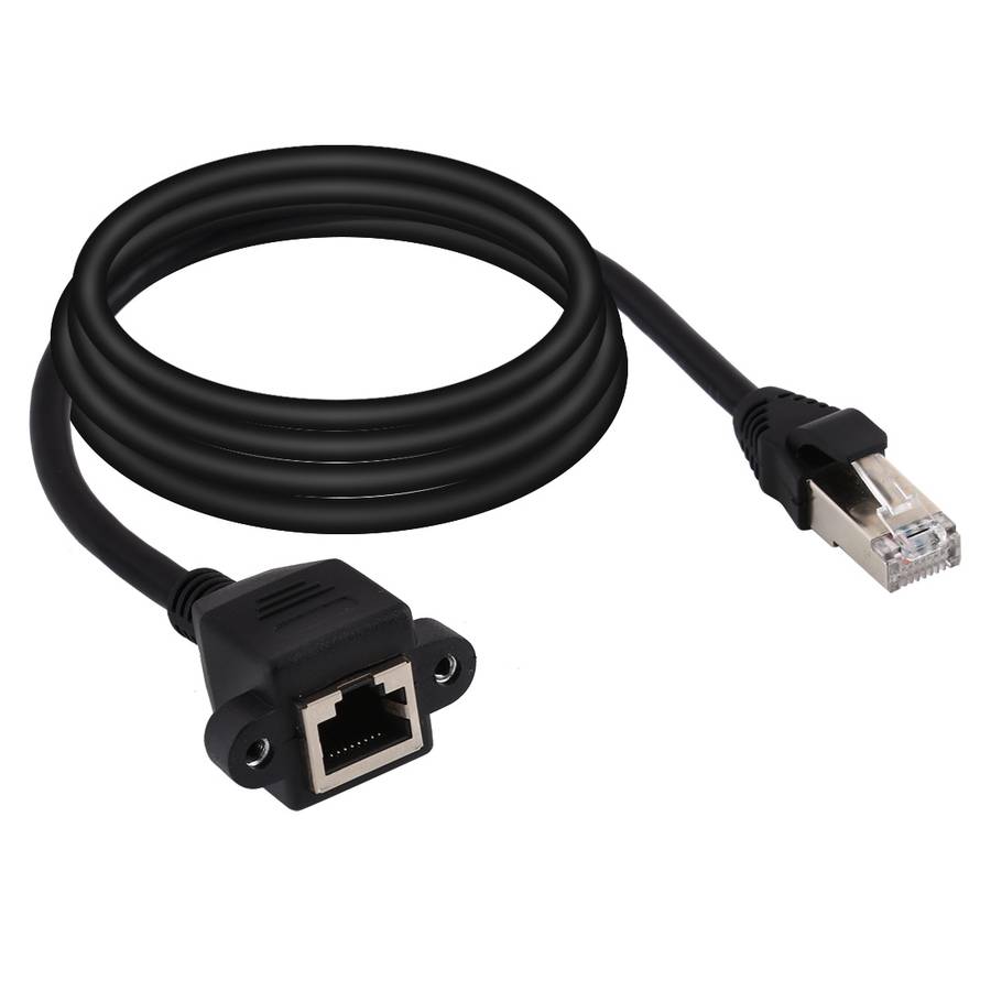 RJ45 Female to Male CAT6E Network Panel Mount Screw Lock Extension Cable, Length: 3m