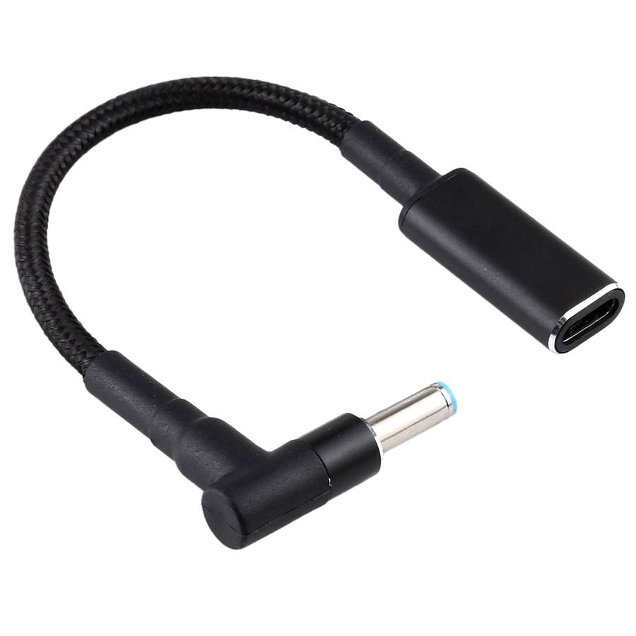 PD 100W 18.5-20V 4.5 x 0.6mm Elbow to USB-C / Type-C Adapter Nylon Braid Cable for HP