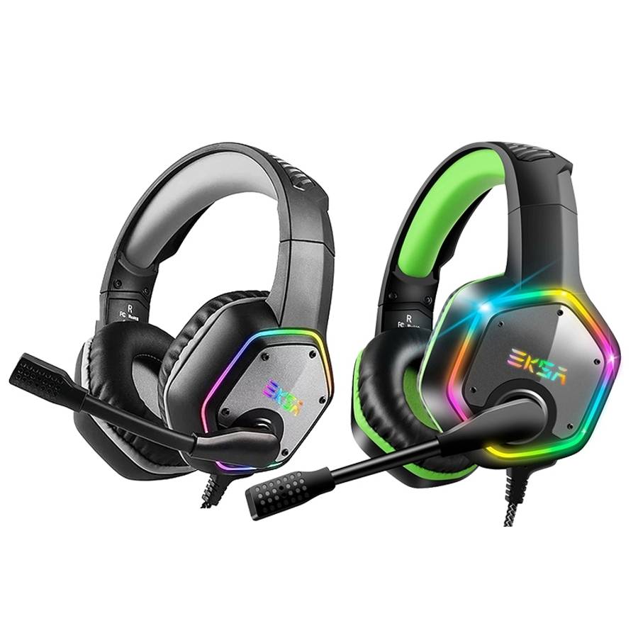 EKSA E1000 7.1-channel USB RGB Luminous Gaming Wire-controlled Headset with Microphone(Black Grey)