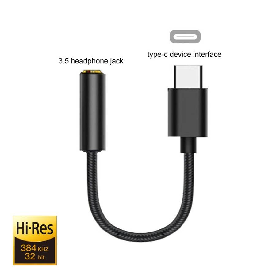 TA11-R USB-C / Type-C Male to 3.5mm Audio Female TPE Braid Earphone Adapter(Black)