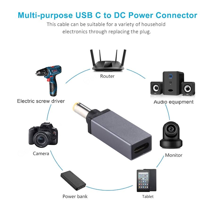 PD 18.5V-20V 5.5x1.7mm Male Adapter Connector(Black)