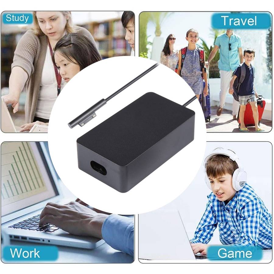 For Microsoft Surface Pro 7 / 7 Plus / 8 / 9 / X & Laptop 3 / 4 / 5 65W Laptop Power Adapter (EU Plu