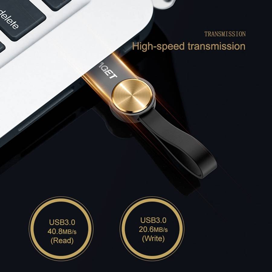 EAGET U80 64GB USB 3.0 Waterproof Shockproof Disc Shape U Disk (Gold)