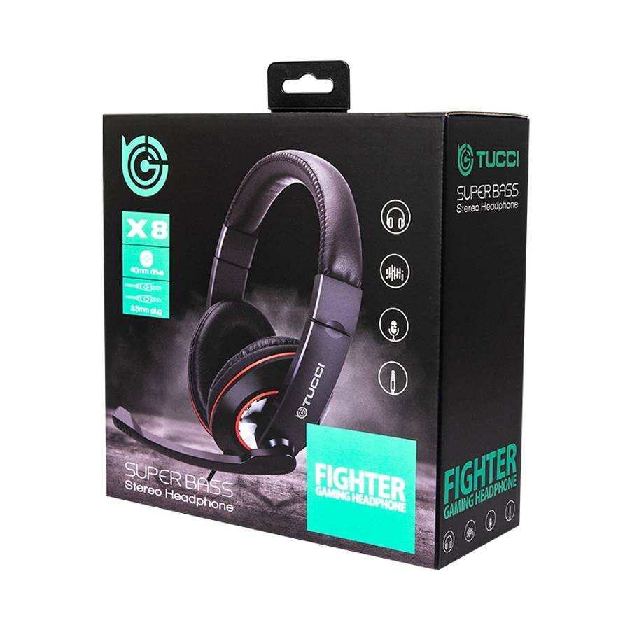 TUCCI TC-X8 Stereo PC Gaming Headset with Microphone & Conversion Cable