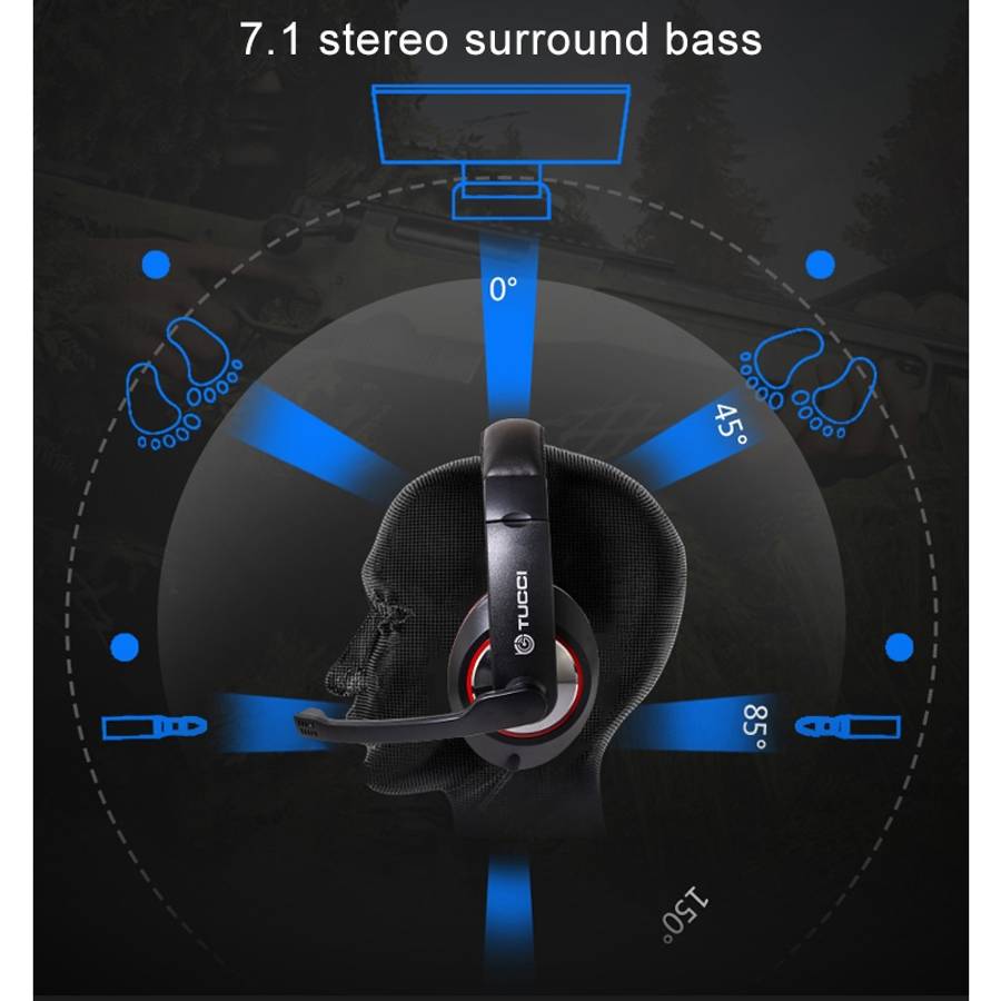 TUCCI TC-X8 Stereo PC Gaming Headset with Microphone & Conversion Cable