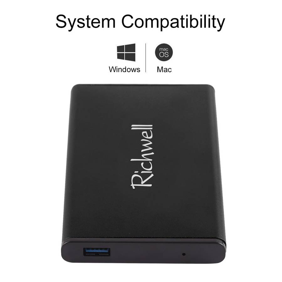 Richwell SATA R2-SATA-1TGB 1TB 2.5 inch USB3.0 Super Speed Interface Mobile Hard Disk Drive(Black)
