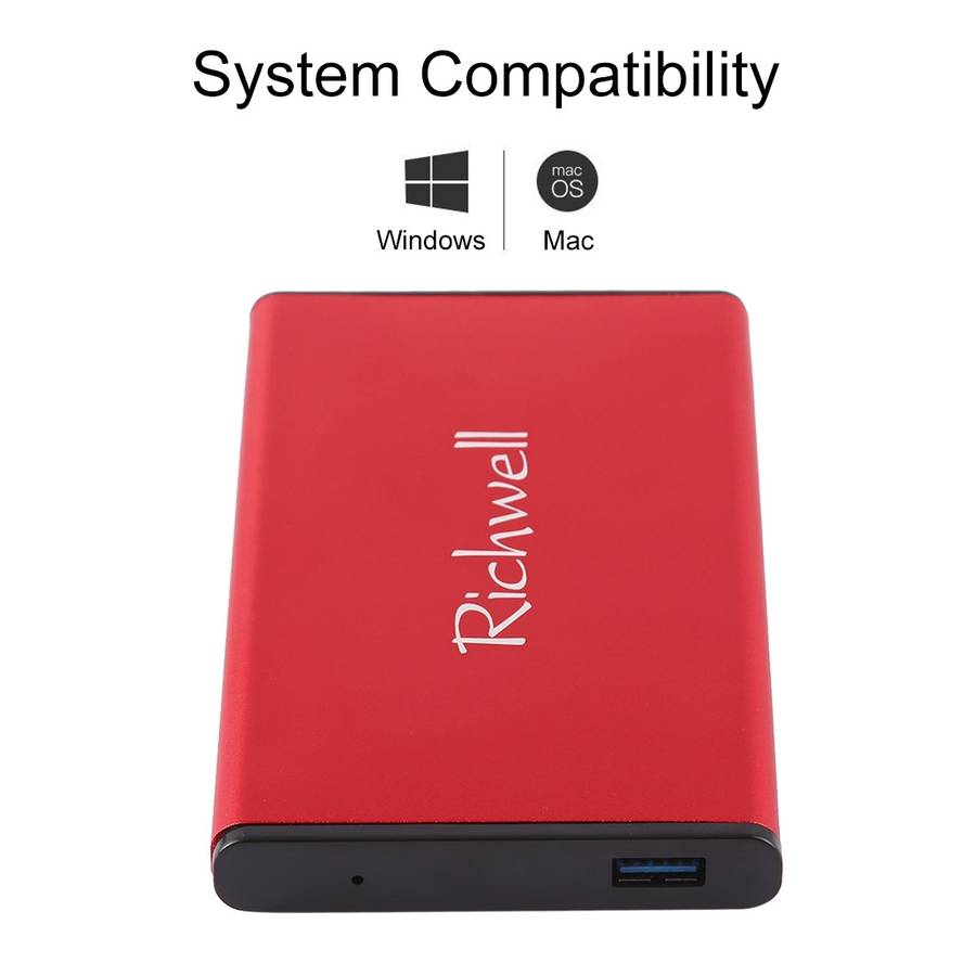 Richwell SATA R2-SATA-160GB 160GB 2.5 inch USB3.0 Super Speed Interface Mobile Hard Disk ... (Red)