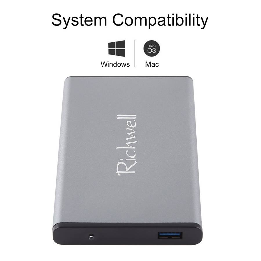 Richwell SATA R2-SATA-250GB 250GB 2.5 inch USB3.0 Super Speed Interface Mobile Hard Dis ... (Grey)