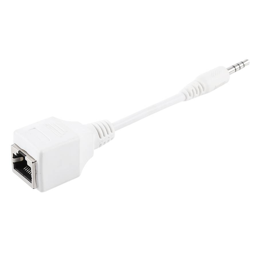 CAT5 RJ45 Socket to 3.5mm 4 Pole Male Plug Audio Ethernet LAN Network Adapter, Total Length: about