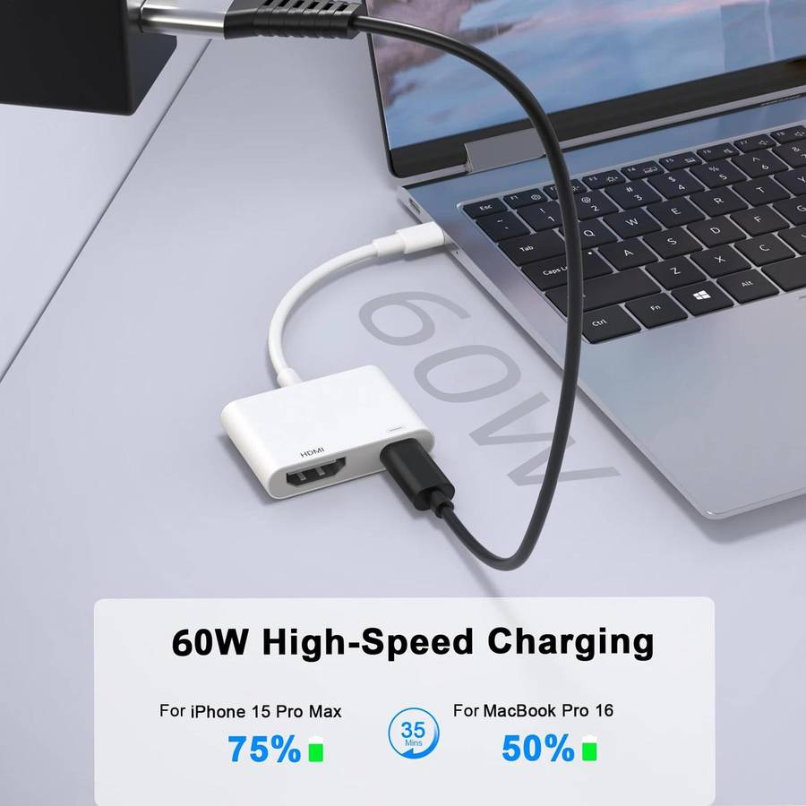 USB-C/Type-C to HDMI+USB-C/Type-C 4K/30HZ Digital AV Adapter