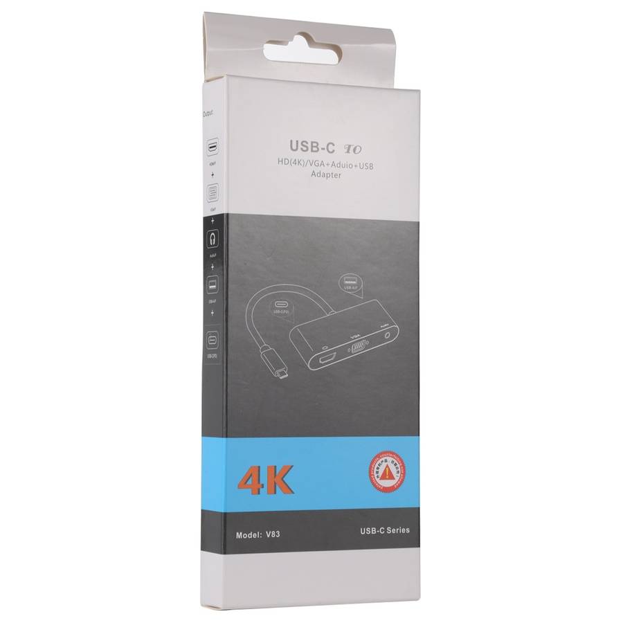 V83 USB-C / Type-C to 4K HDMI / VGA + 3.5mm Audio + USB Multi-function Adapter