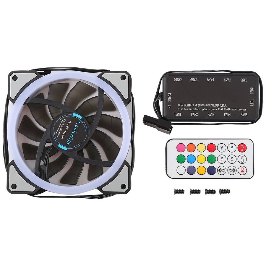 3 PCS CoolerAge DC 12V - 0.25A 2500PRM Remote Cotrol Computer Cooler Cooling Case Fan with Adjust