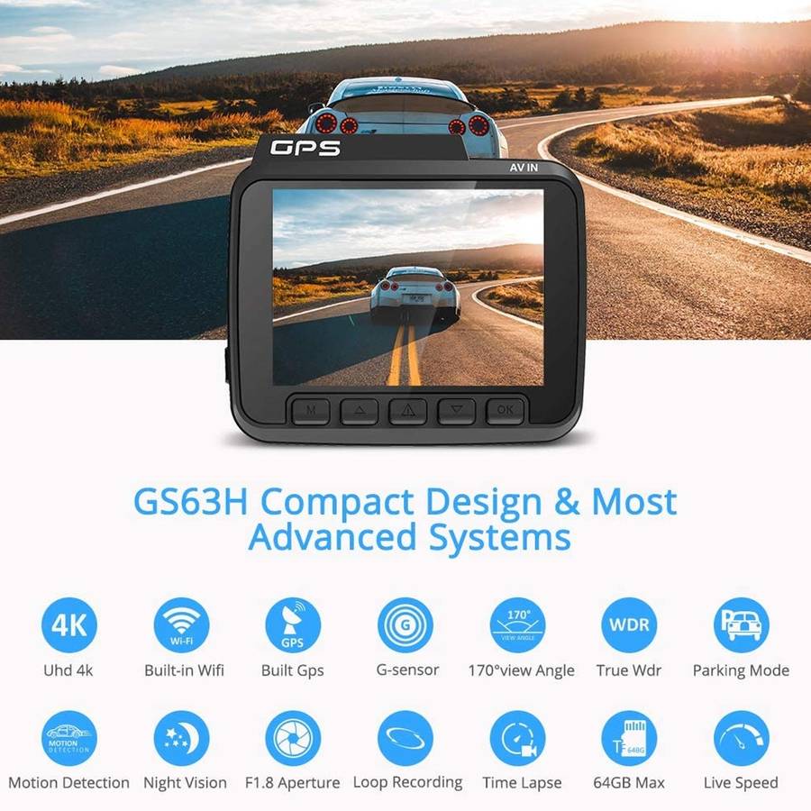 GS63H Car DVR Camera 2.4 inch LCD Screen HD 2880 x 2160P 150 Degree Wide Angle Viewing, Support Moti