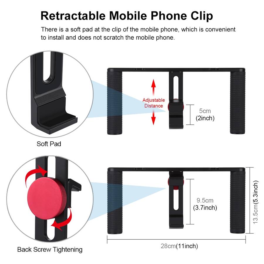 PULUZ 4 in 1 Vlogging Live Broadcast 4.7 inch 12cm Ring LED Selfie Light Smartphone Video Rig Hand