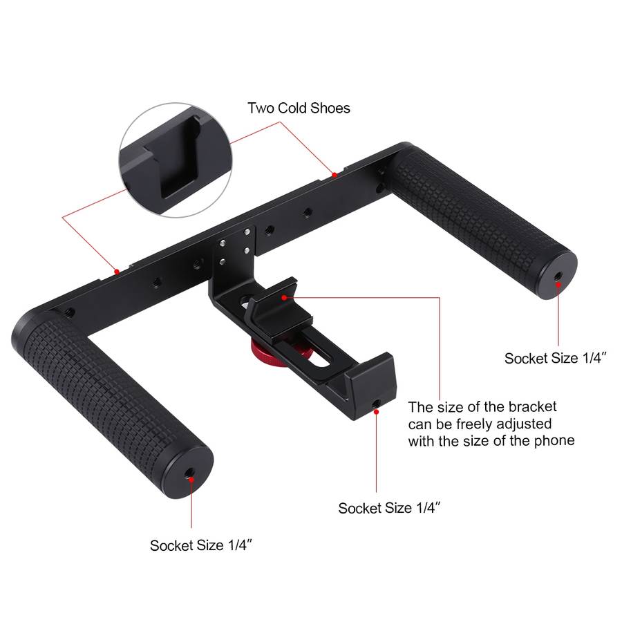 PULUZ 4 in 1 Vlogging Live Broadcast 4.7 inch 12cm Ring LED Selfie Light Smartphone Video Rig Hand