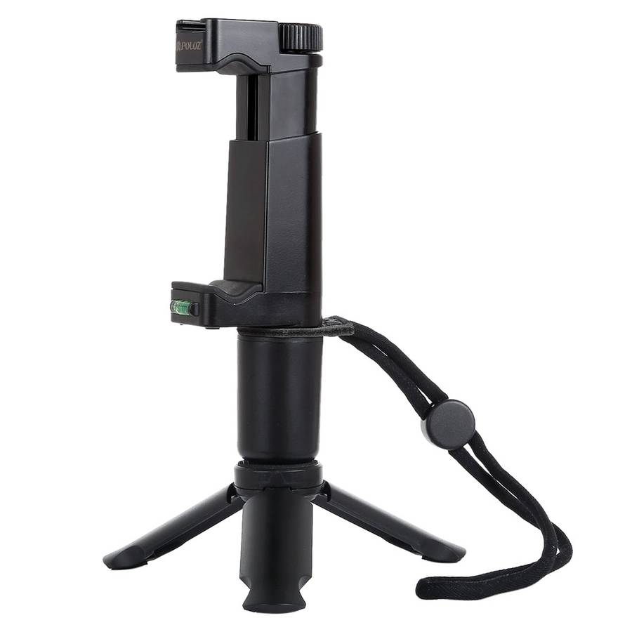 PULUZ Folding Plastic Tripod + Vlogging Live Broadcast Handheld Grip ABS Mount with Cold Shoe & Wr