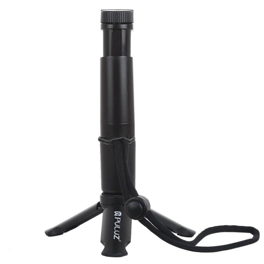 PULUZ Folding Plastic Tripod + Vlogging Live Broadcast Handheld Grip ABS Mount with Cold Shoe & Wr