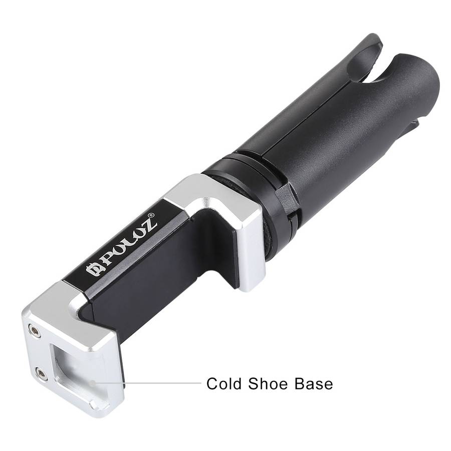 PULUZ Folding Plastic Tripod + Aluminum Alloy Clamp Bracket with Cold Shoe for iPhone, Galaxy, Hua