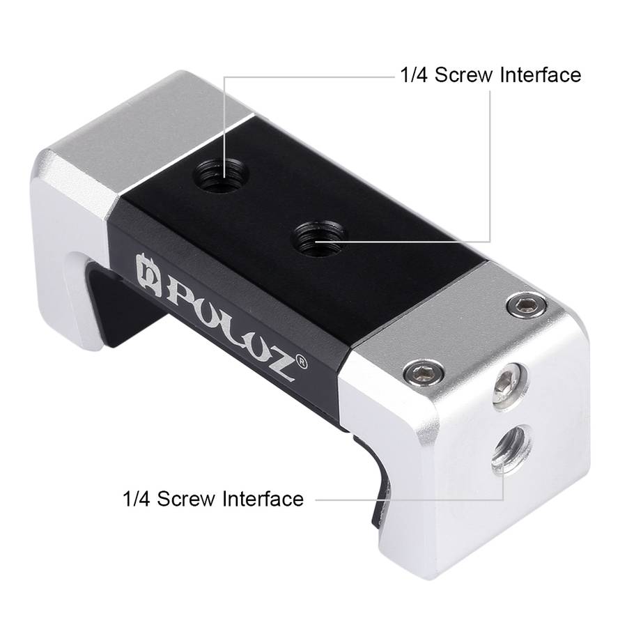 PULUZ Folding Plastic Tripod + Aluminum Alloy Clamp Bracket with Cold Shoe for iPhone, Galaxy, Hua