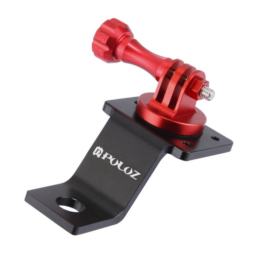PULUZ Aluminum Alloy Motorcycle Fixed Holder Mount with Tripod Adapter & Screw for GoPro ... (Red)