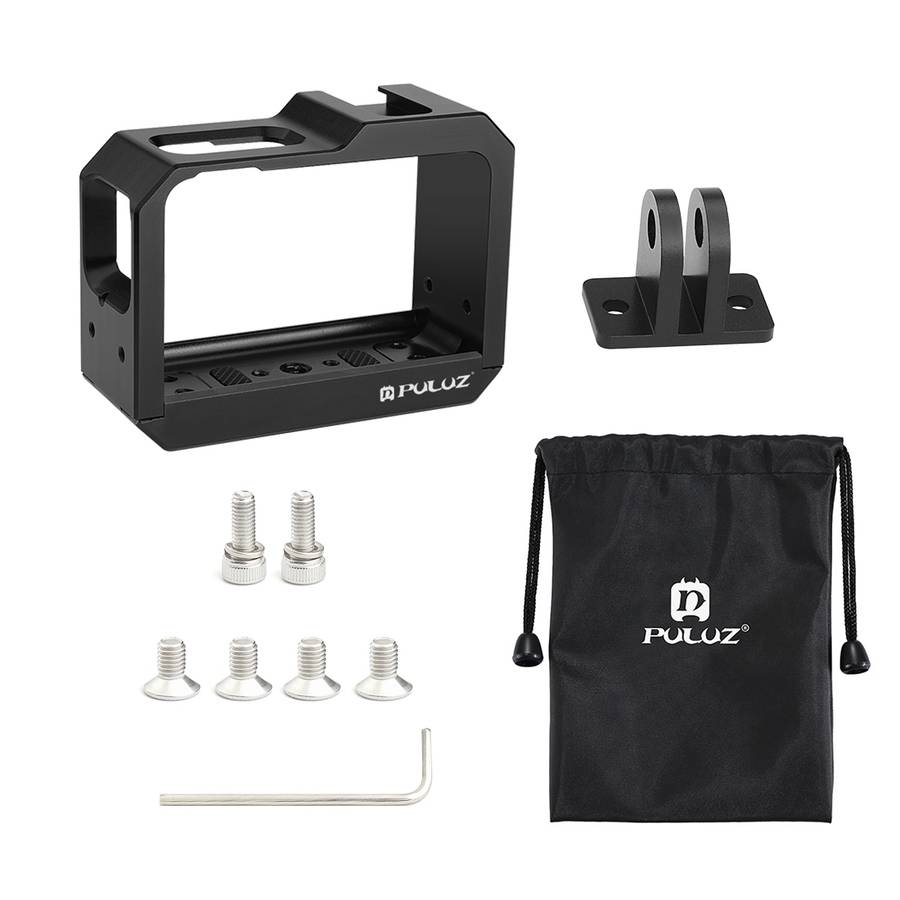 PULUZ Aluminum alloy Frame Mount Protective Case Cage with Cold Shoe Base Slot & Tripo ... (Black)