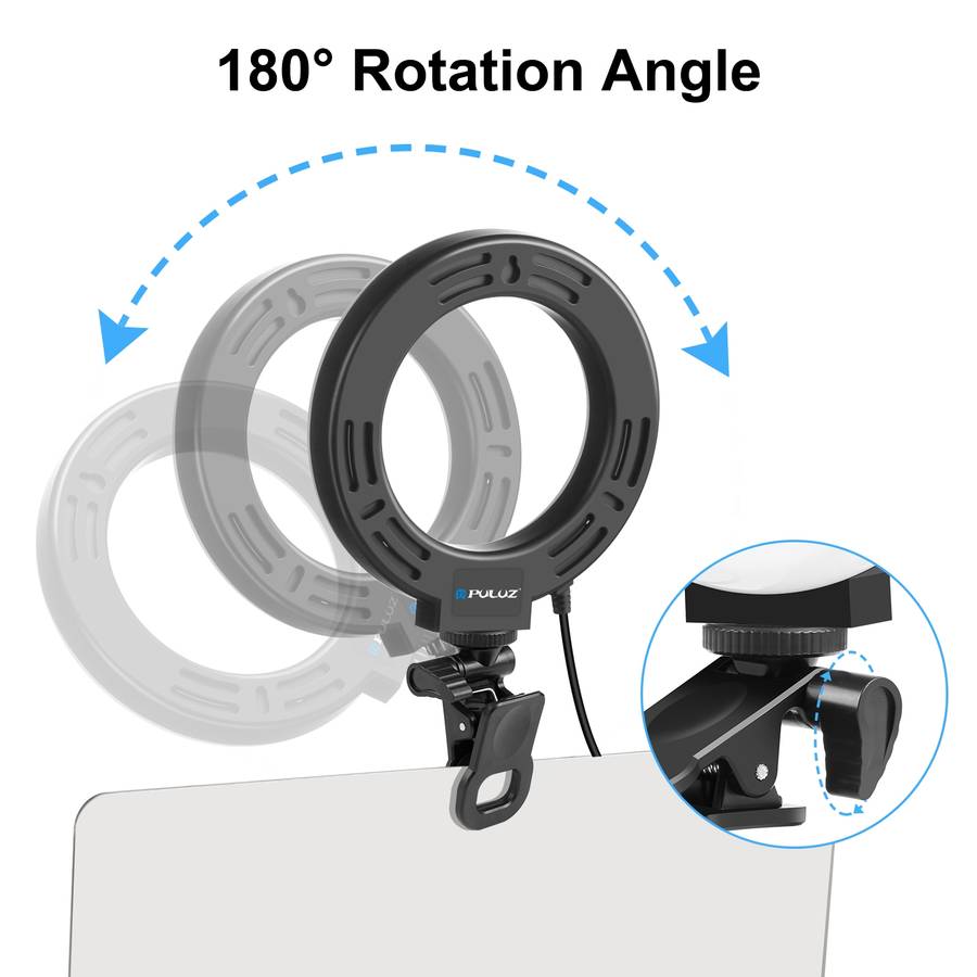 PULUZ 4.7 inch 12cm Ring Selfie Light 3 Modes USB Dimmable Dual Color Temperature LED ... (Black)