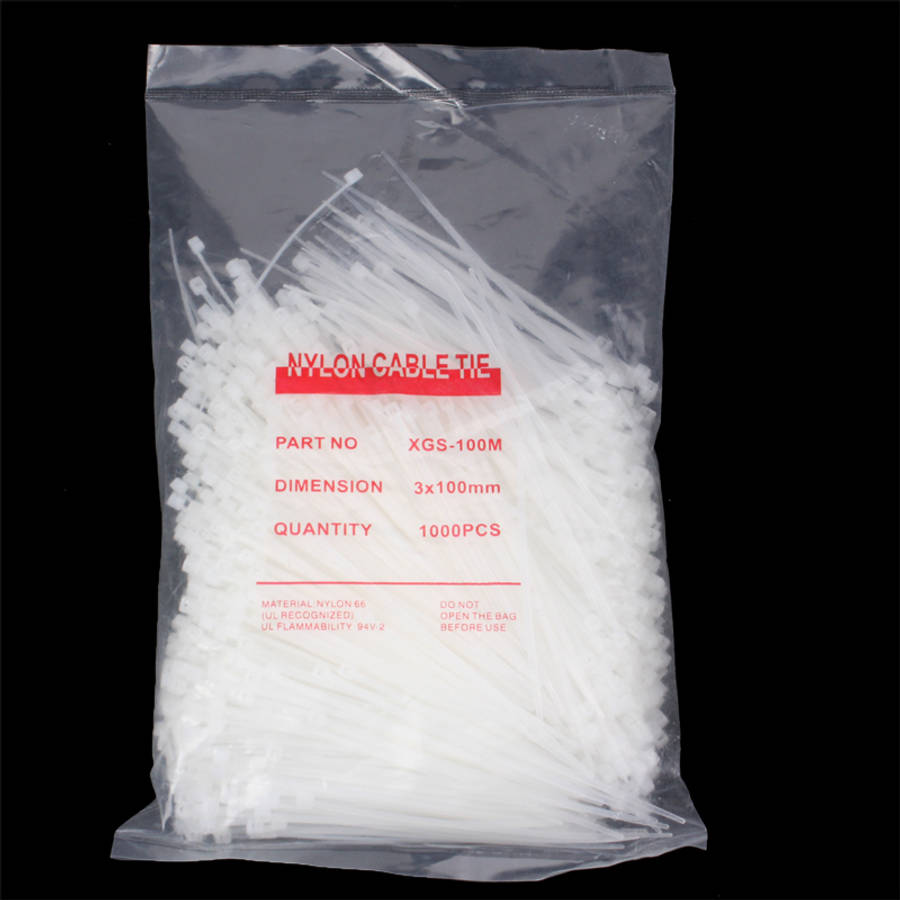 10cm Self-Locking Nylon Cable Wire Zip Ties (1000pcs in one packing, the price is for 1000pcs)(White