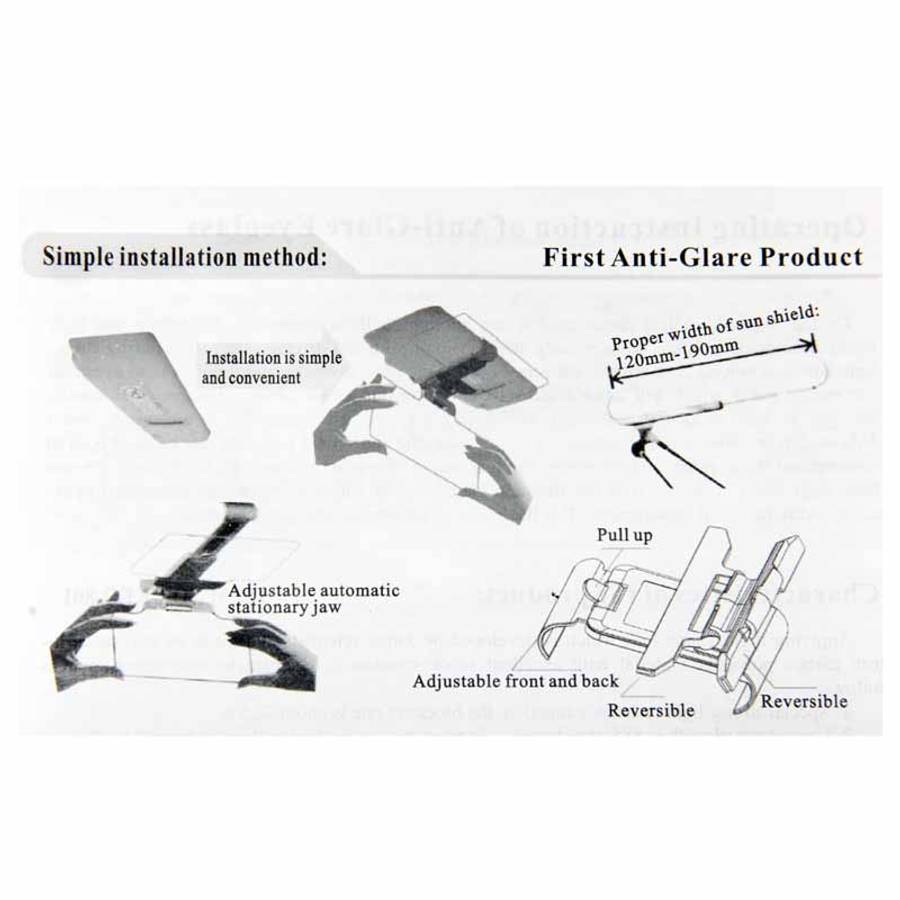 2 in 1 HD Car Anti-Glare Dazzling Goggle Day Night Vision Driving Mirror Sun Visors