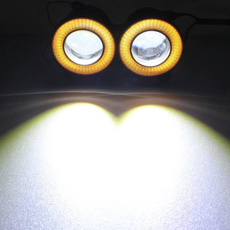 2 PCS 2.5 inch 10W 900LM White + Yellow Light 6500K Waterproof LED Eagle Eye Light for Vehicles, DC
