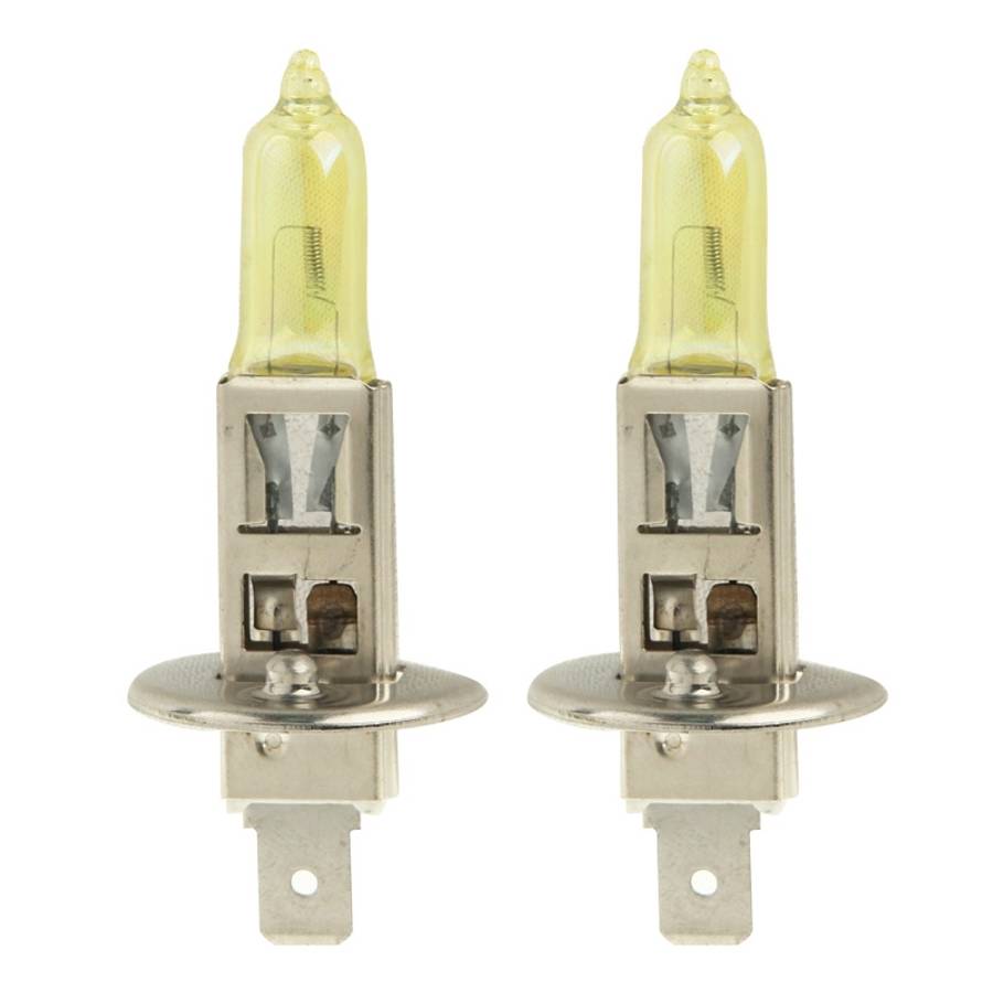 2 X H1 HOD Halogen Bulbs 12V 100W 2400 LM 3500K Yellow Light Headlights