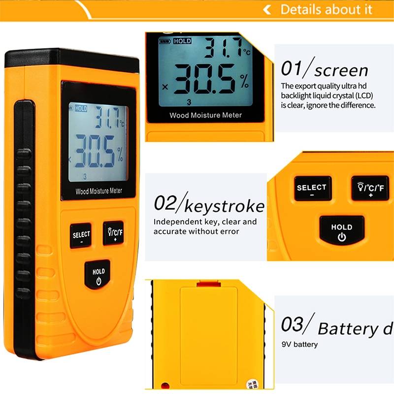 GM630 Digital Wood Moisture Meter with LCD(Orange)