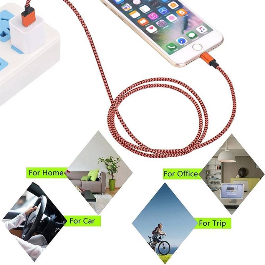 2m Woven Style 8 Pin to USB Sync Data / Charging Cable(Green)
