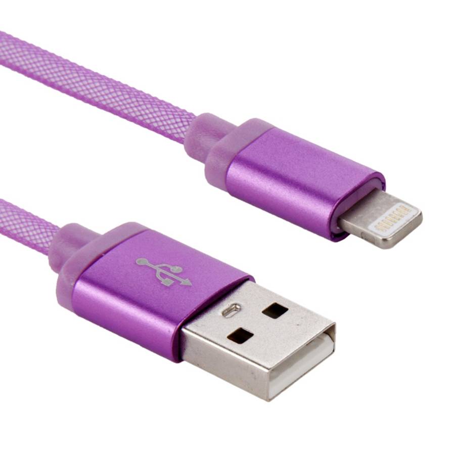 Net Style Metal Head USB to 8 Pin Data / Charger Cable, Cable Length: 25cm(Purple)
