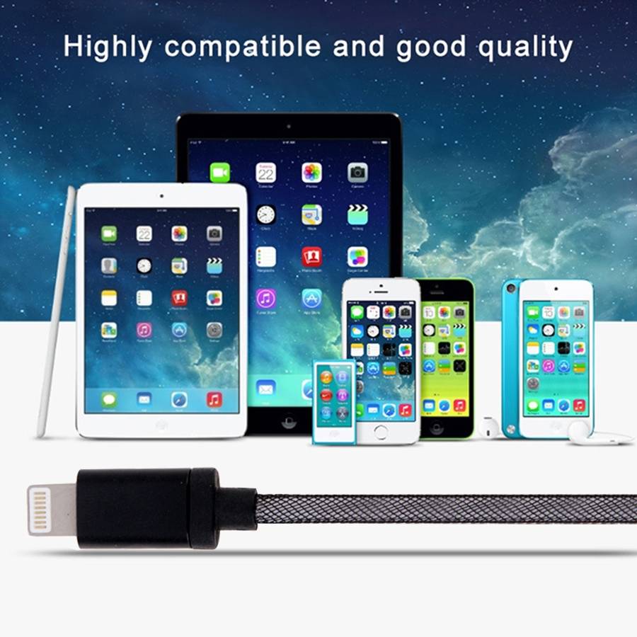 Net Style Metal Head USB to 8 Pin Data / Charger Cable, Cable Length: 25cm(Purple)