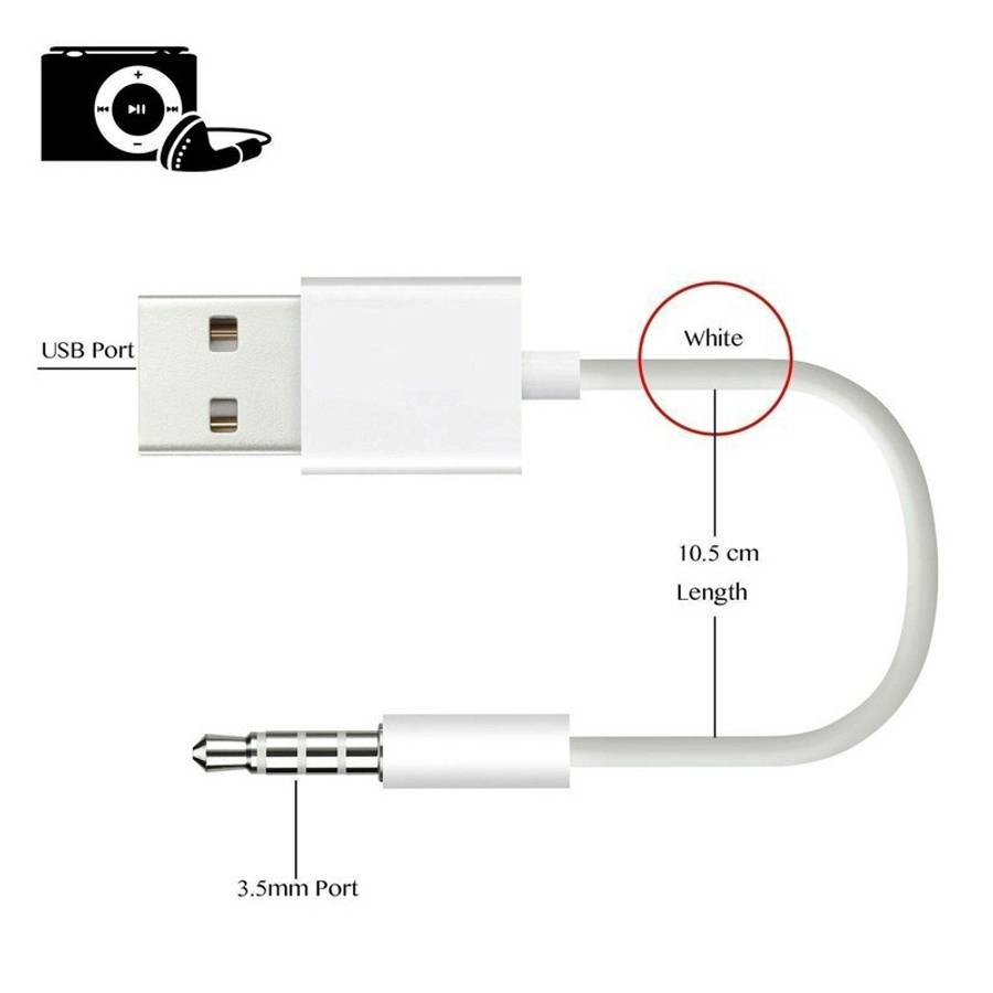 JW-SM1 USB to 3.5mm Jack Data Sync & Charge Cable for iPod shuffle 1st /2nd /3rd /4th ... (White)