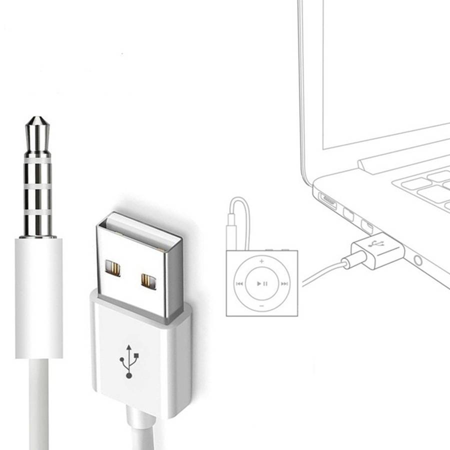 JW-SM1 USB to 3.5mm Jack Data Sync & Charge Cable for iPod shuffle 1st /2nd /3rd /4th ... (White)
