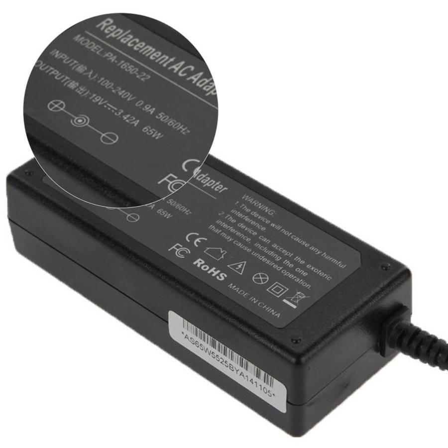 65W 19V 3.42A AC Adapter for Acer Laptop, Output Tips: 5.5mm x 2.5mm