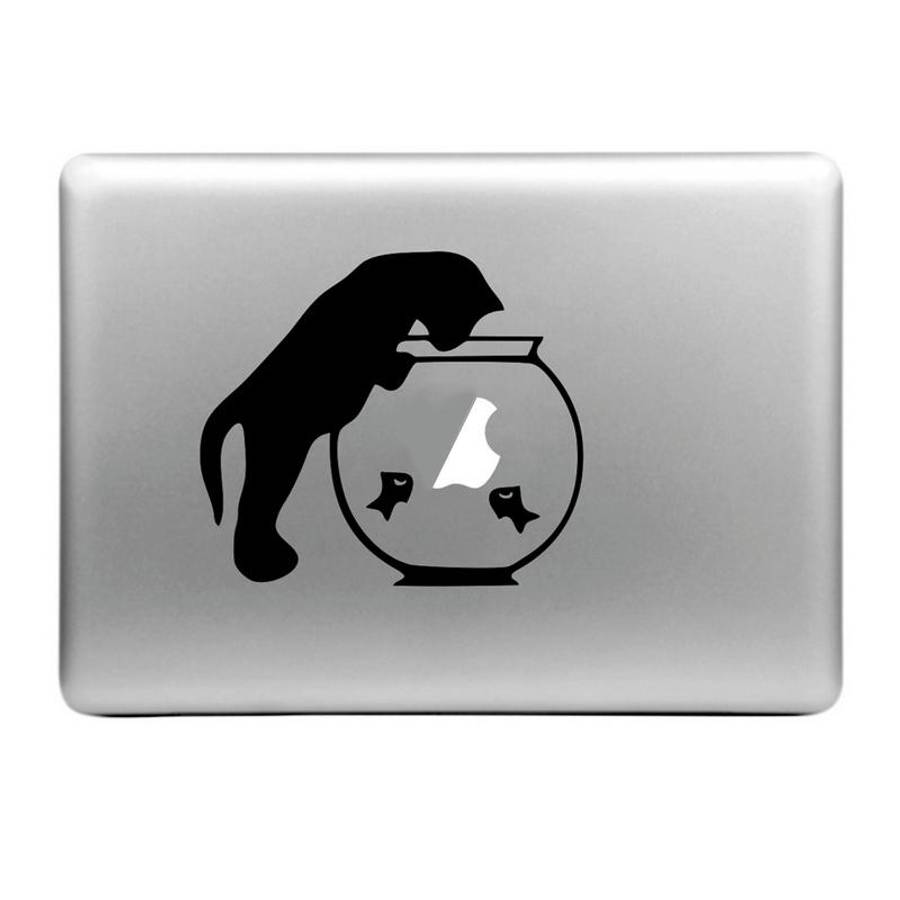 Hat-Prince Cat and Fishbowl Pattern Removable Decorative Skin Sticker for MacBook Air / Pro / Pro
