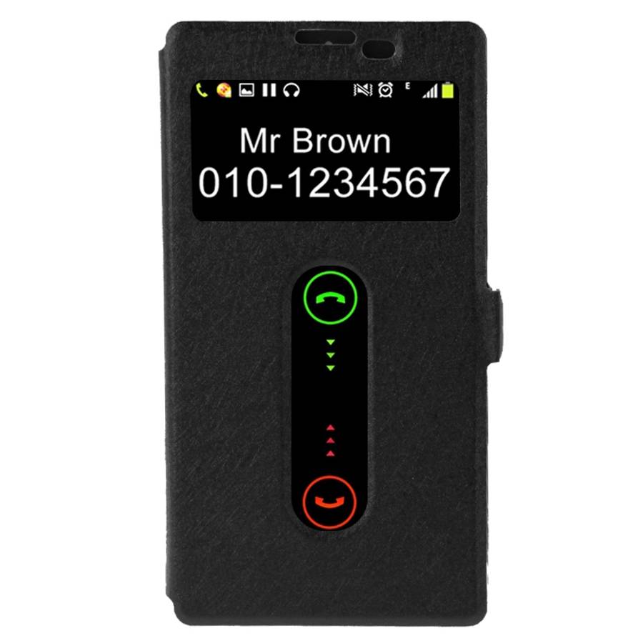 Cross Texture Horizontal Flip Leather Case with Caller ID Display & Holder for Lenovo K80(Black)