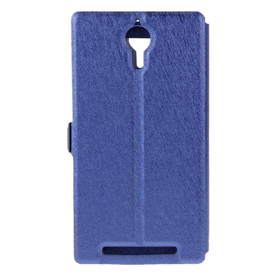 Cross Texture Horizontal Flip Leather Case with Caller ID Display & Holder for Len ... (Dark Blue)