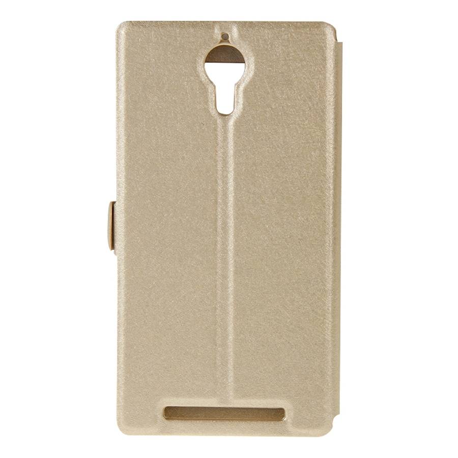Cross Texture Horizontal Flip Leather Case with Caller ID Display & Holder for Lenovo K80(Gold)