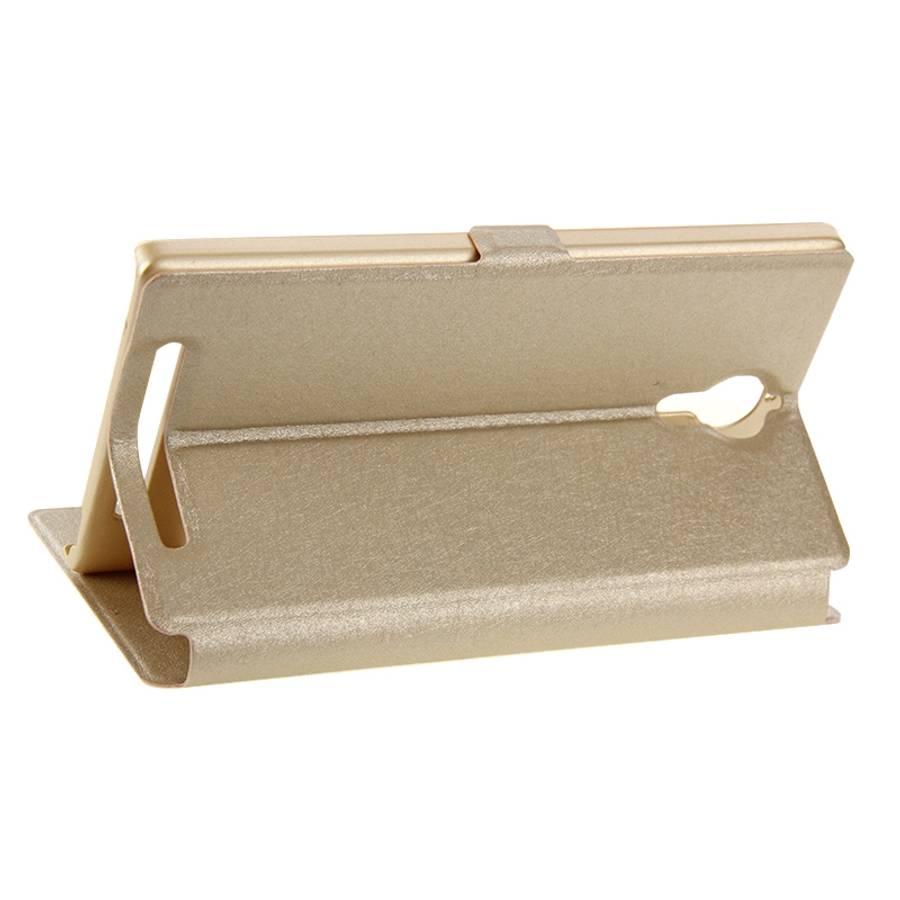 Cross Texture Horizontal Flip Leather Case with Caller ID Display & Holder for Lenovo K80(Gold)