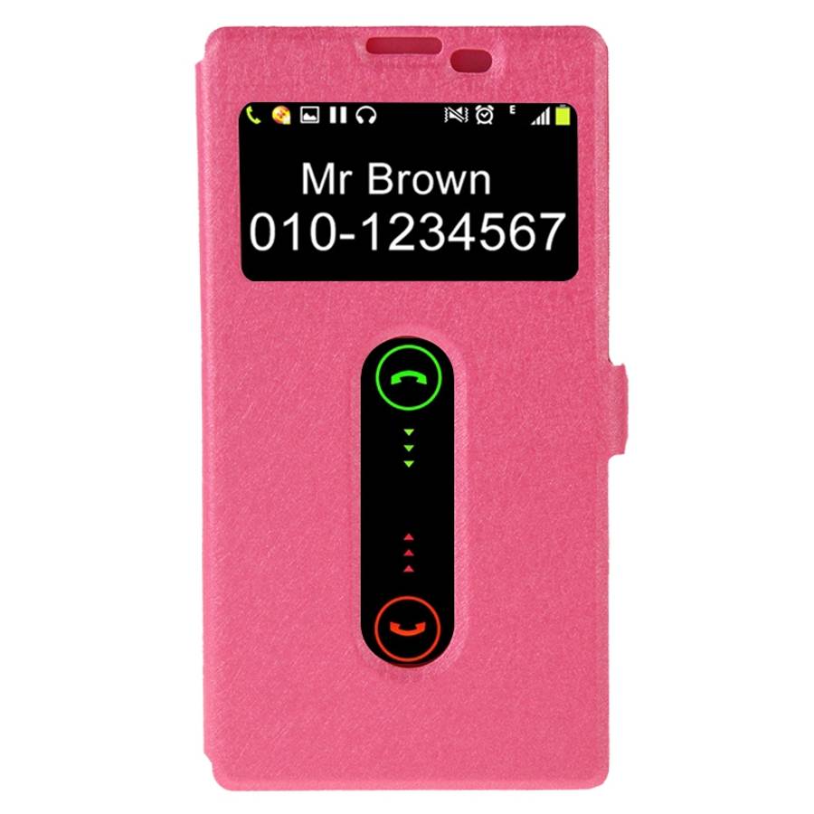 Cross Texture Horizontal Flip Leather Case with Caller ID Display & Holder for Lenovo K80(Magenta)