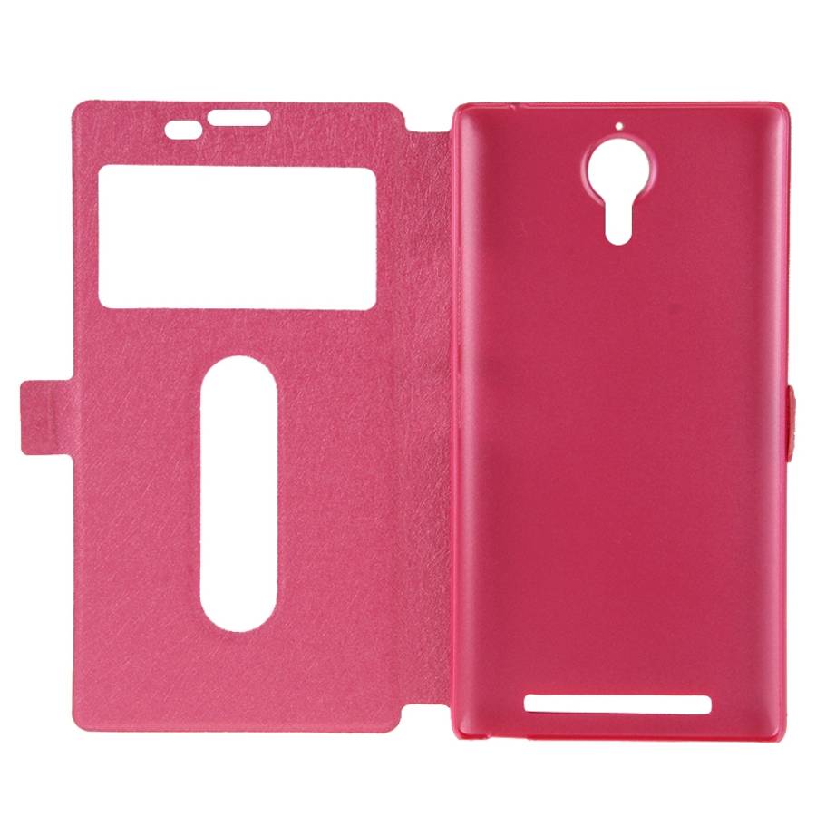 Cross Texture Horizontal Flip Leather Case with Caller ID Display & Holder for Lenovo K80(Magenta)