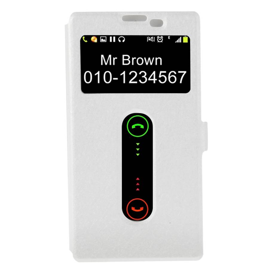 Cross Texture Horizontal Flip Leather Case with Caller ID Display & Holder for Lenovo K80(White)