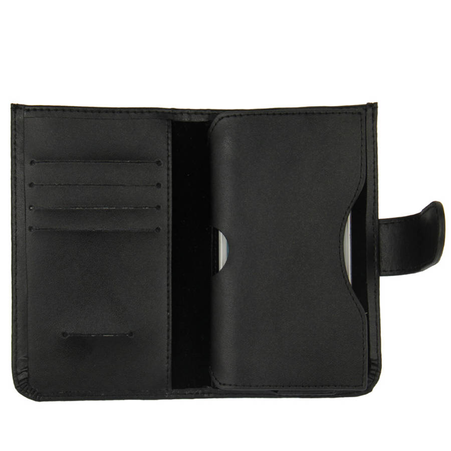 Genuine Leather Case with Wallet & Credit Card Slots for HTC M7 / i9300 / i9250 / Sony ... (Black)