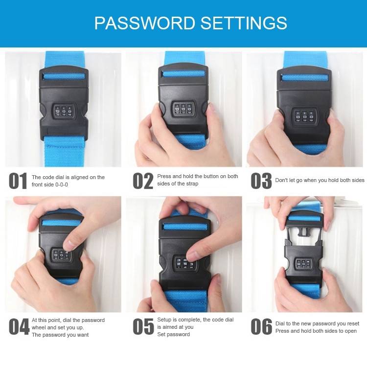 Luggage Strap Cross Belt Adjustable Packing Band Belt Strap with Password Lock for Luggage Travel S