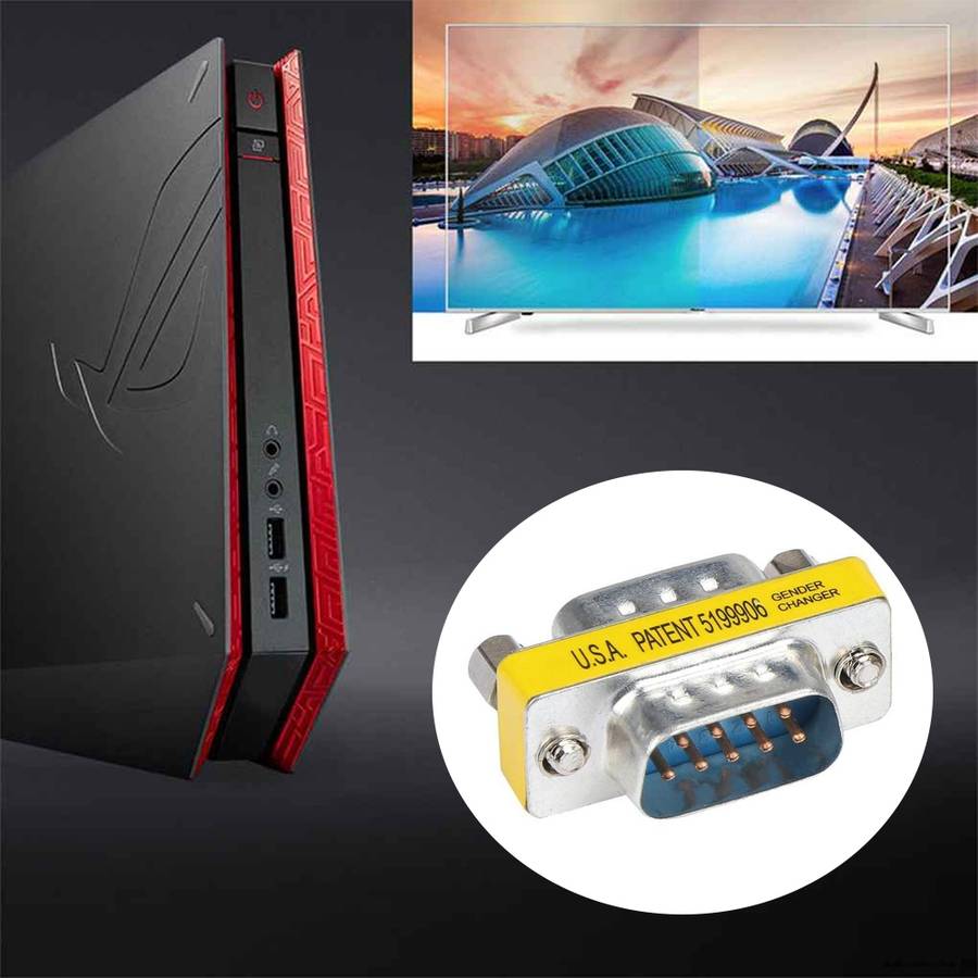 Serial RS232 DB9 9 Pin Male to Male Adapter Converter(White)